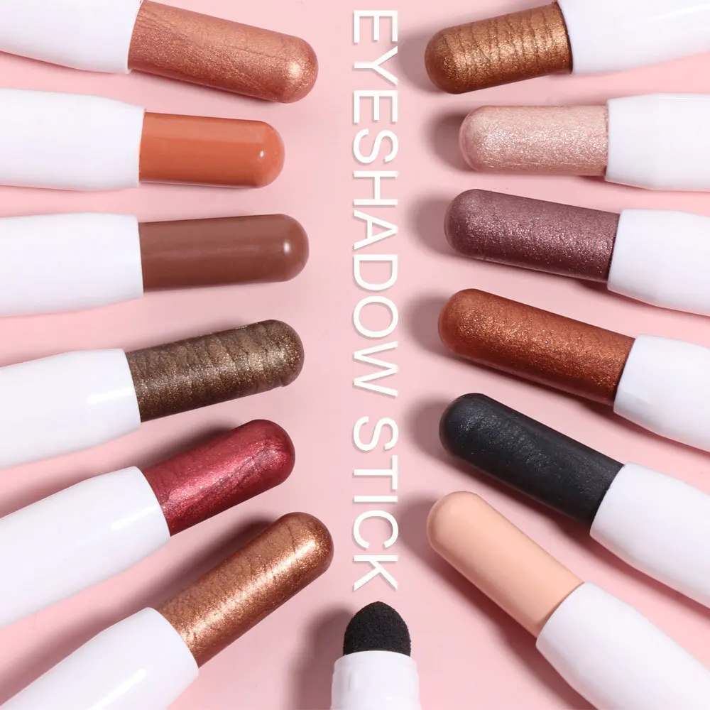 Dual Head 12 Color Eyeshadow Stick Set Pigment Cream Smudge-proof Eye Shadow Primer Base Long Lasting Eye Makeup Cosmetics