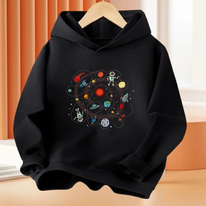 Traveling Around The Universe Boys Hoodie Outdoor Clothes Fashion Astronaut  All-Match Hoodies Casual Harajuku Tops