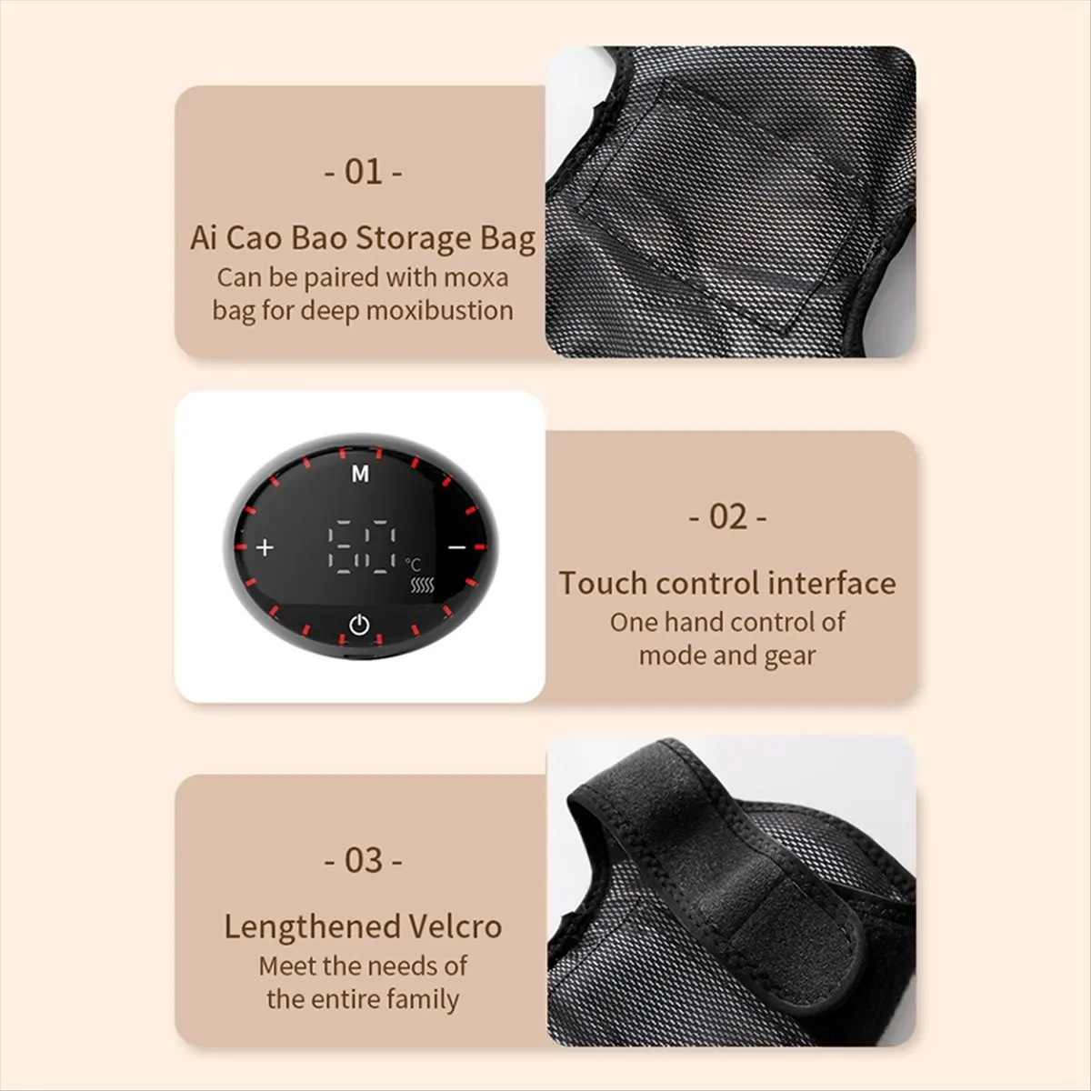 مجموعة واحدة من وسادات الركبة للتدفئة الكهربائية، مدلك ذاتي التسخين لجهاز علاج آلام الساقين المزمنة، النوع أ