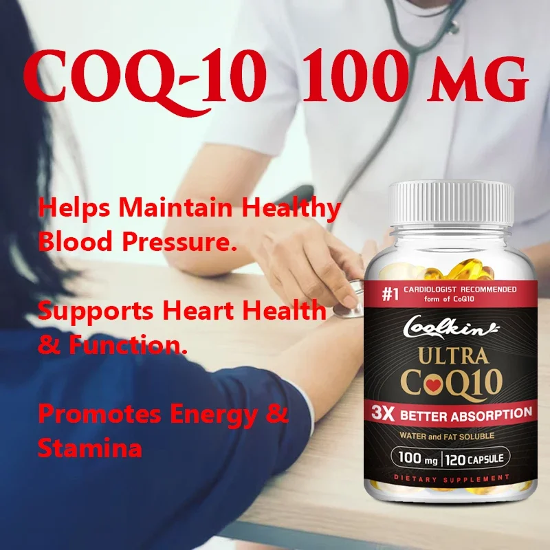 Coenzyme Q10 100 Mg, 3X Absorption, Water Soluble and Fat Soluble Coenzyme Q10 Natural Supplement