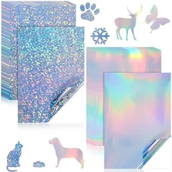 Broken Glass Hologram Cold Lamination Films Sticker A4 10 Sheets Star Shiny Dots DIY Package Card Photo Holographic Protector