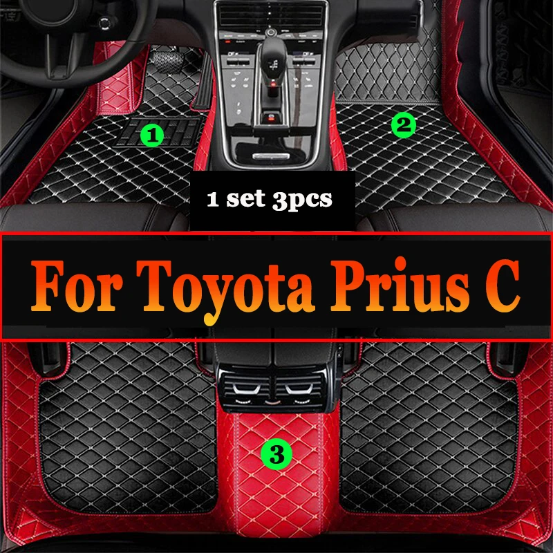 Car Floor Mats For Toyota Prius C Aqua NHP10 2012~ 2019 Carpets Rugs Luxury Leather Mat Rugs Car Accessories 2013 2014 2015 2016
