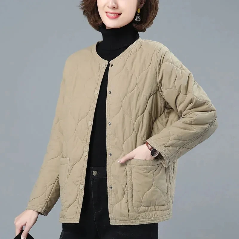 Autumn WinterNew Women Parkas Fashion Middle-Aged Mother's Loose Lightweight Thin Warm Cotton Padded Coat Female Outwear Overcoa