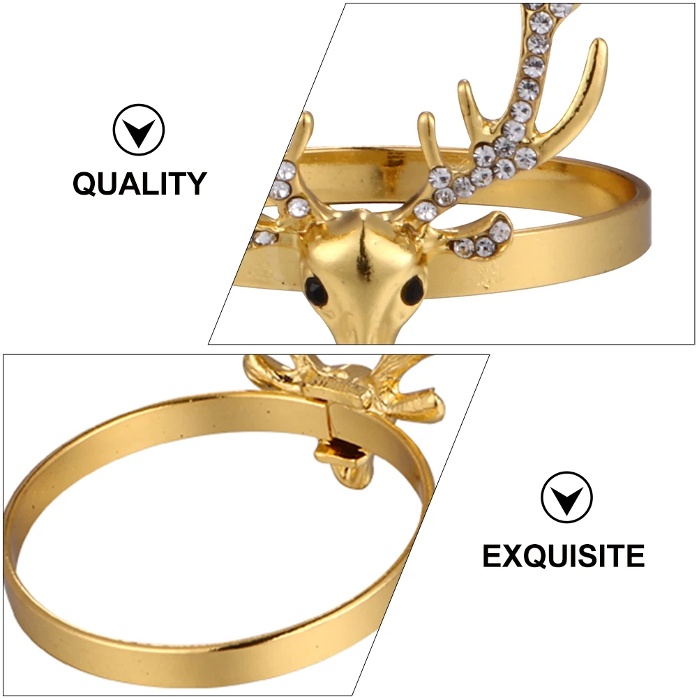 

4 Pcs Stylish Napkin Buckle Gold Christmas Decorations Decorate Table Holders Dining Room