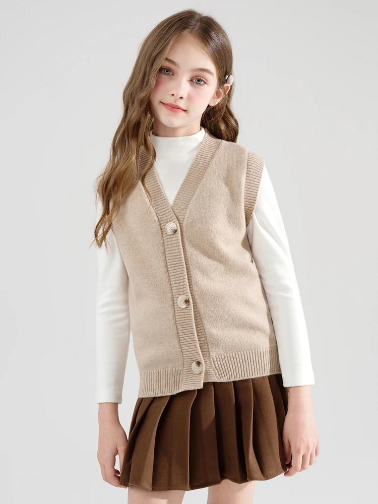 

Classic Children Vest 100% Merino Wool Sweater Vest Autumn Winter Cardigan Kids Sleeveless Waistcoat Lightweight Cartoon Cute