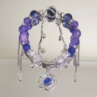 Luxury Purple Zircon Star Planet Chain Bracelet For Women Fashion Crystal Opal Beaded Bracelet Jewelry Accessories Party Gift