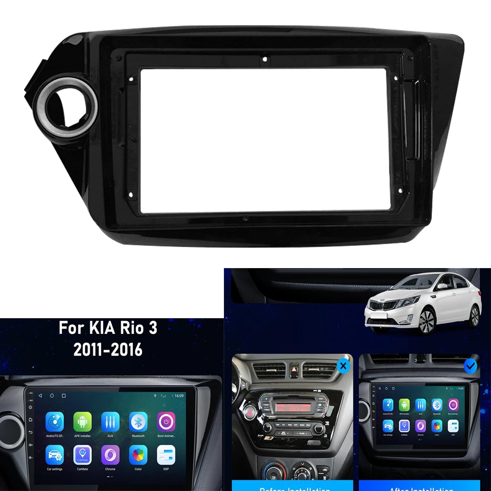 

2 Din 9 INCH Car Fascia Radio Frame for Kia Rio3 Rio 3 K2 2010-2016 Transition Car Player Stereo Navigation DVD Frame Trim Kit