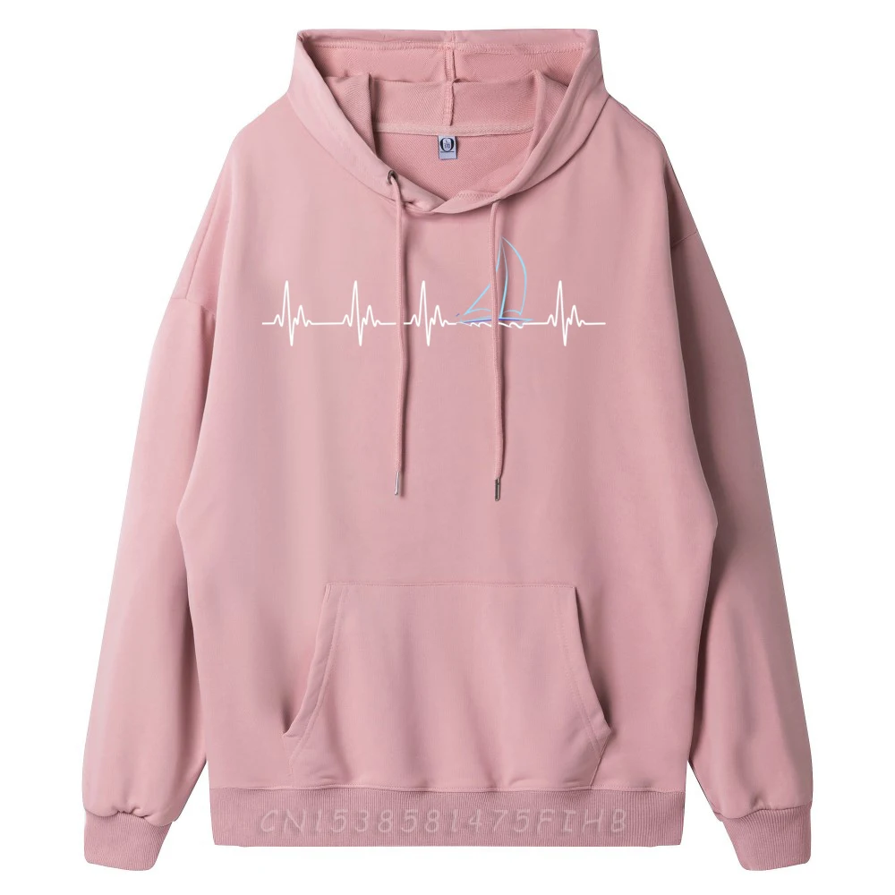 Sailing Heartbeat Funny Sailboat Mens Graphic Hoodies Men's Clothing Long Sleeve Pullover Hoodie For Men