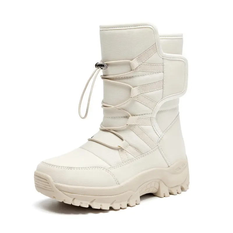 Bottes de neige imperméables non ald pour femme, chaussures en coton chaud, optique féminine, peluche, randonnée en plein air, village de neige, ski, rinçage, hiver