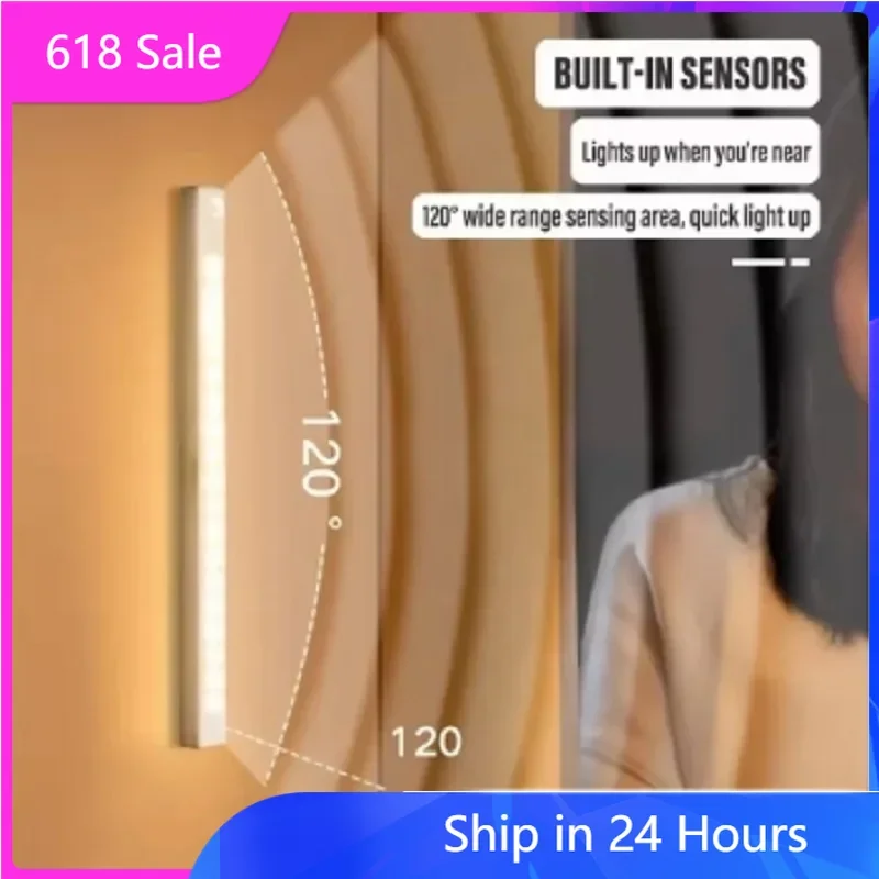 

LED Motion Sensor Light Wireless LED Night Light Type C Rechargeable Light Cabinet Wardrobe Lamp Staircase Backlight For Kitchen