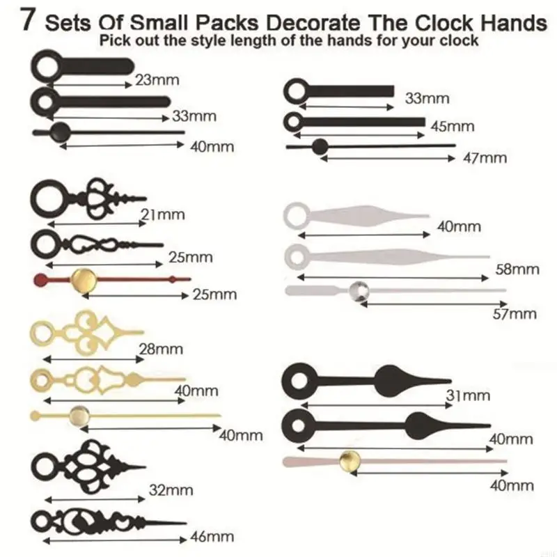 28GF Different Shafts Clock Mechanism Set with Clock Hands, 10-15cm DIY Wall Clock Repair Replacement Part Shafts Length 20mm