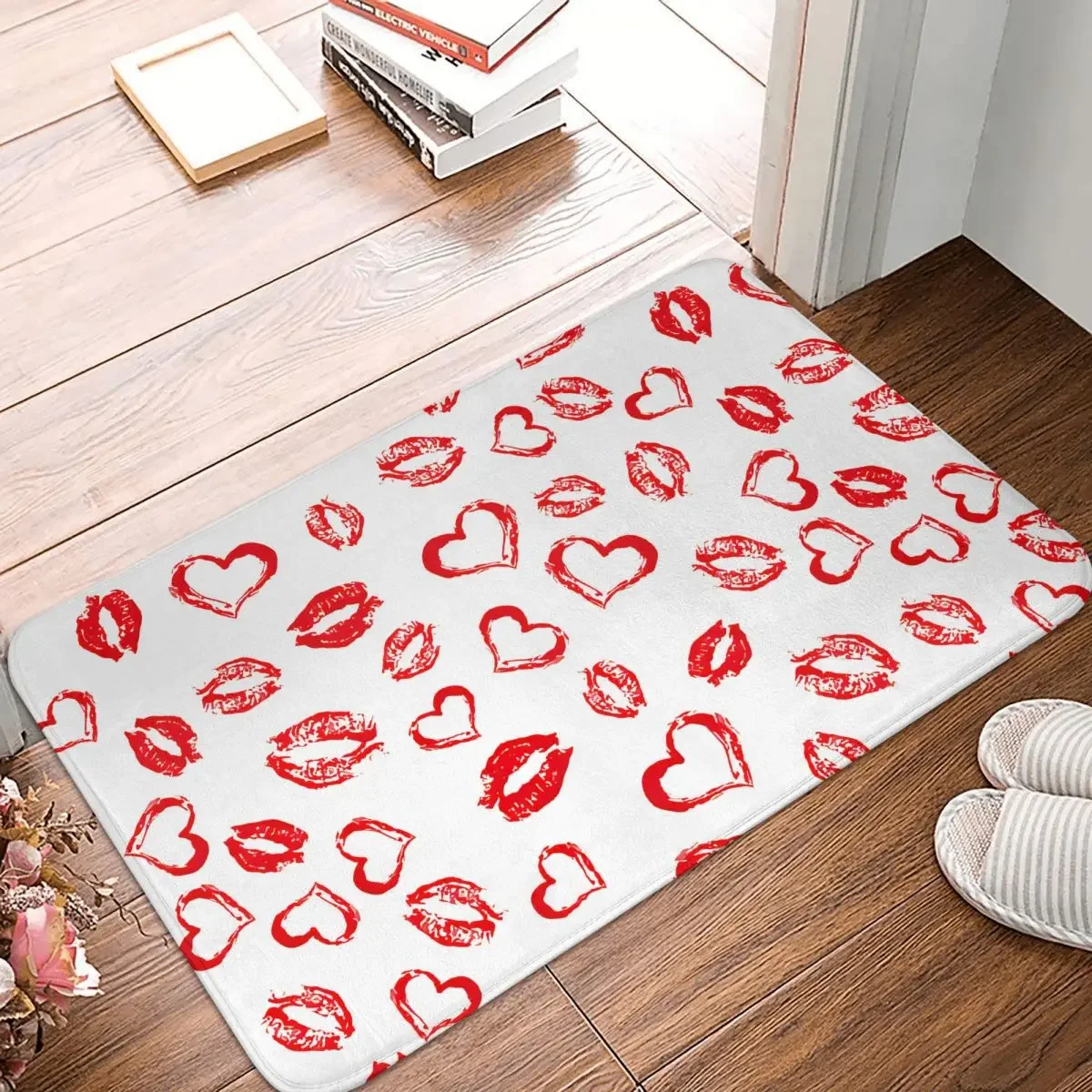 Non-slip Doormat Red Lip Kiss Carpet Bath Bedroom Mat Outdoor Home Decor