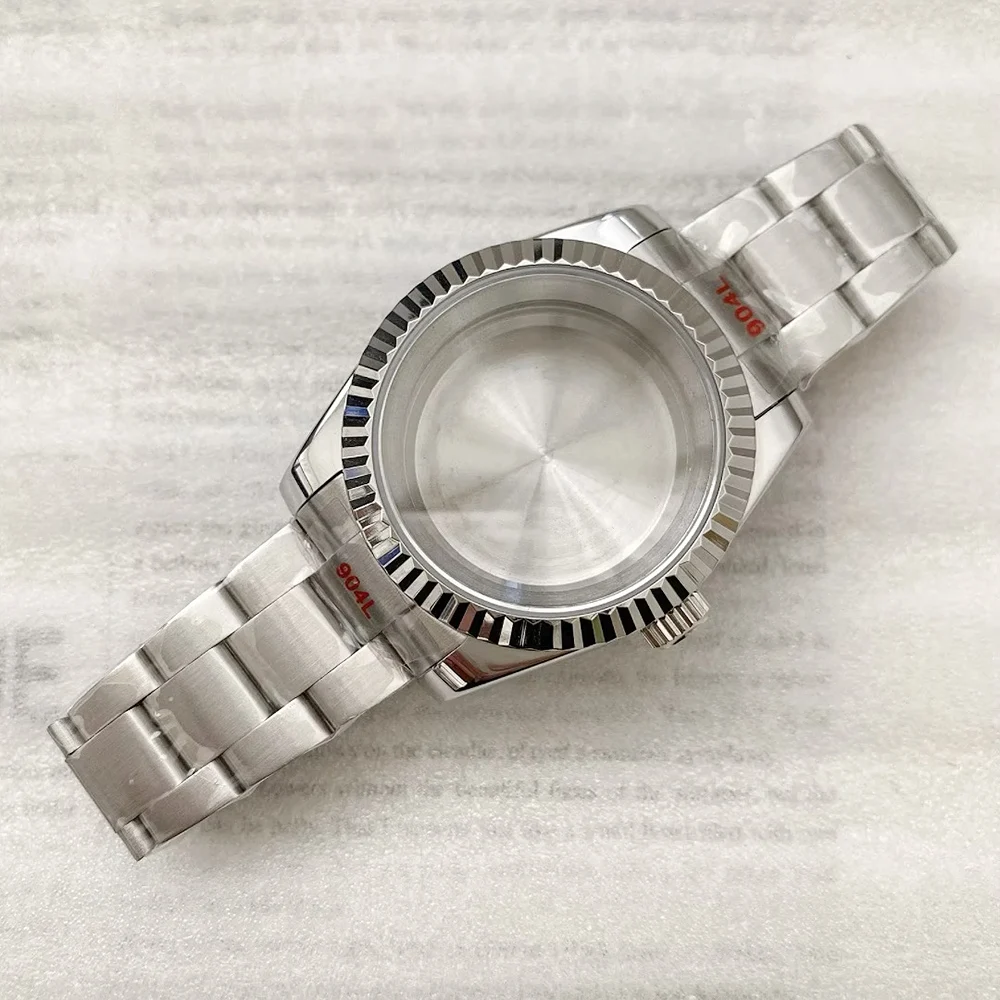 NH35 NH36 Watch Case Bracelet Parts Sapphire Glass for Datejust Nh35 Nh36 Nh34 Movement Transparen Back Case and Strap Set