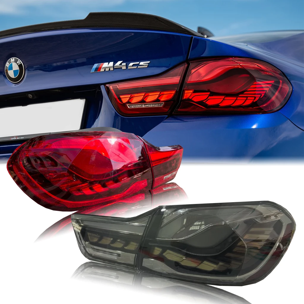 Genuine 1:1 Floating F32 F33 F36 4 Series & F82 M4 GTS OLED Red/Smoked Rear Sequential Tail Lights  Plug and Play 2014-2020