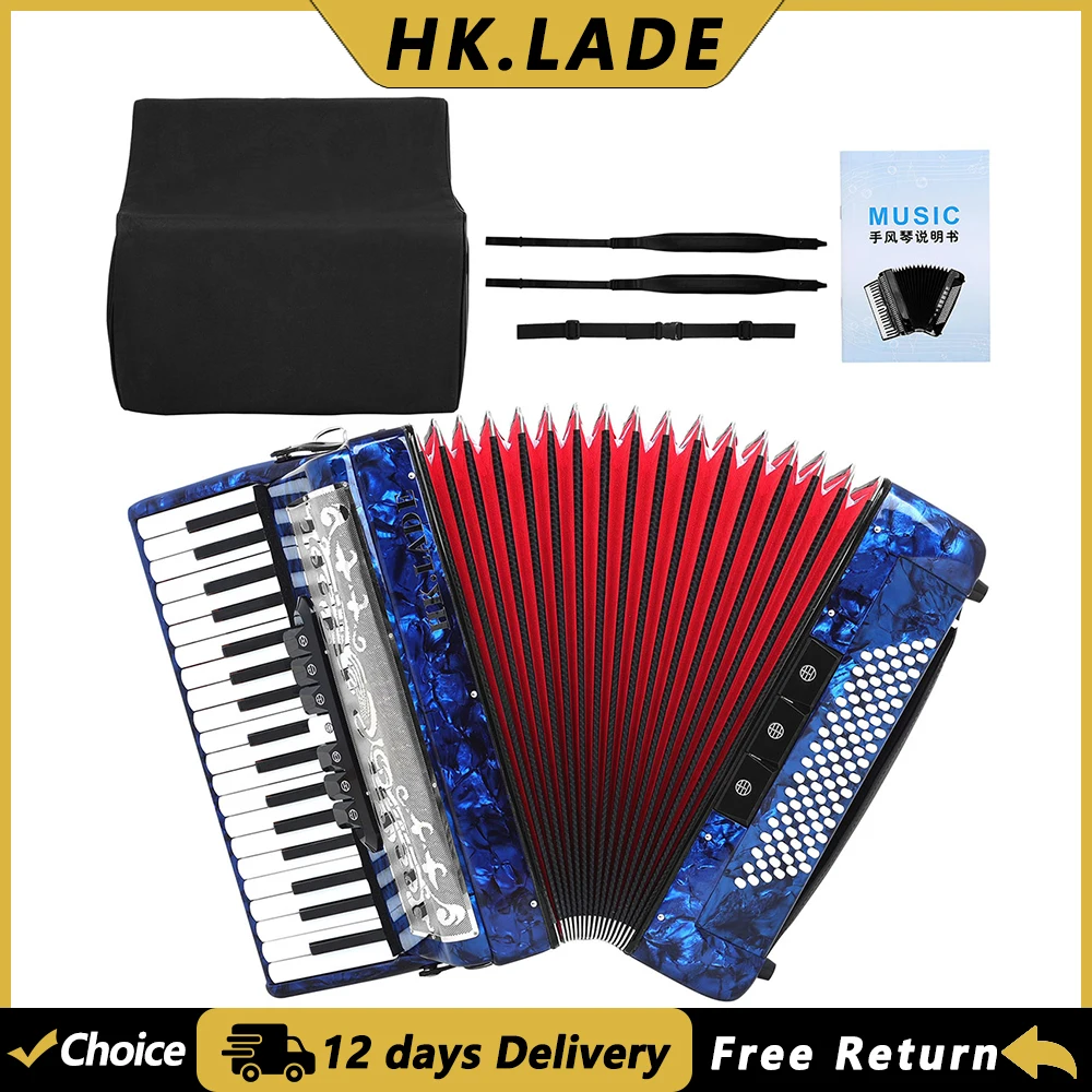 HK.LADE AH-180 37 Keys 96 Bass Accordion Multiple-voice Bayan Accordion with Bag Keyboard Instrument for Grading Performance