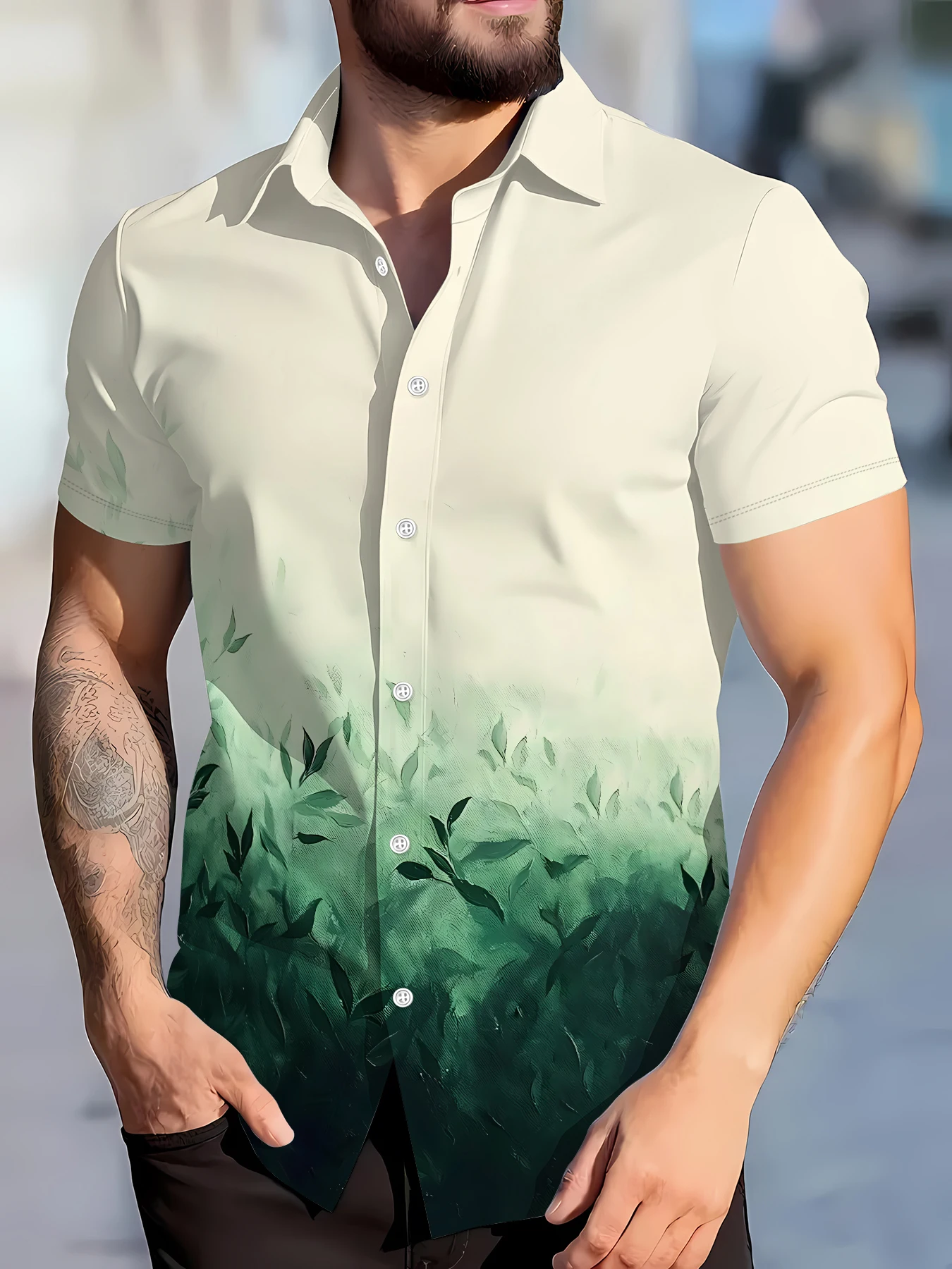 

2026 Summer New Style Mens Short-Sleeved 3D Pattern Printing for Street Casual Fashion Comfortable Soft Breathable camisa hombre