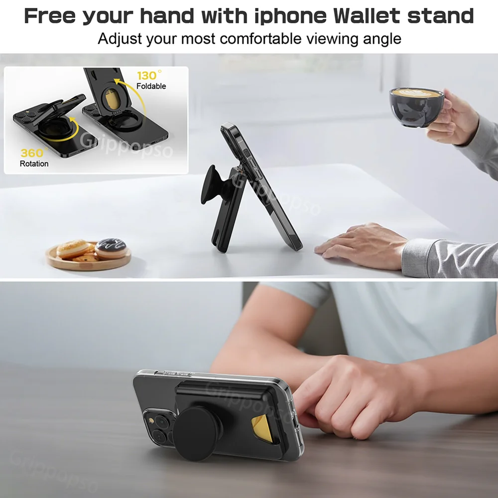 

Магнитный кошелек popsoGrip для Samsung серии S25/S24 с регулируемым держателем для телефона, подставка для iPhone, кошелек с магнитной картой Hol