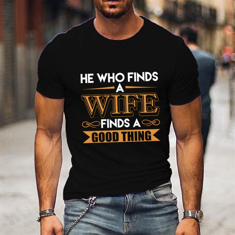 His Good Thing/He Who Finds Wife Finds A Good Thing Print Couple T-Shirt Women Funny Letter Short Sleeve Lovers Matching Tshirt