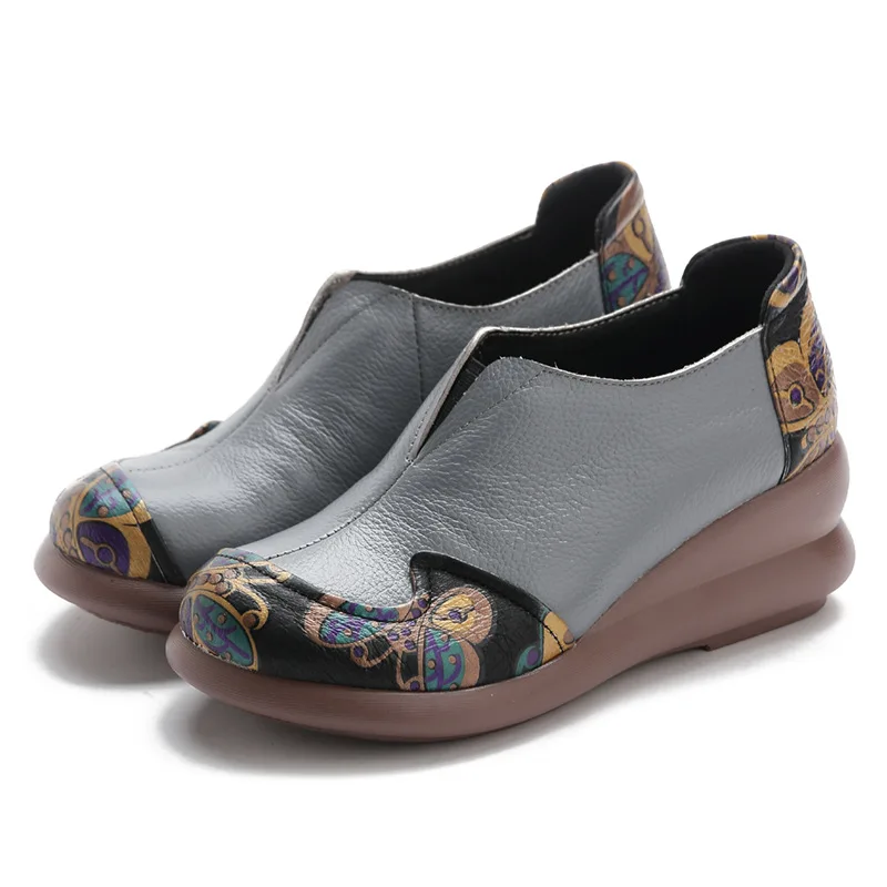 2025 Spring Autumn Women Genuine Leather Slip On Casual Flats Shoes Ladies Waterproof Wedges Platform Shoes Women's Pumps image 4