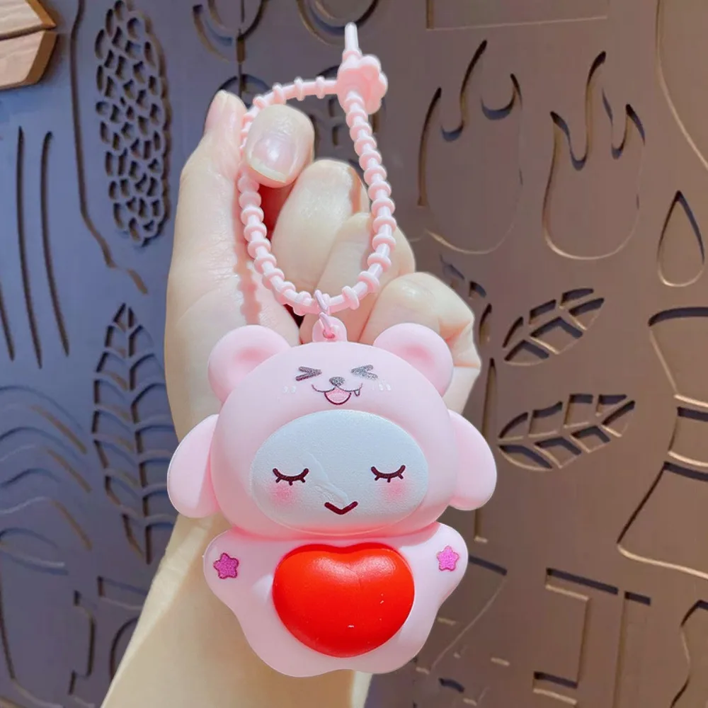 

Lovely Red Heart Love Animal Keychain Keyring Squeeze Toy Cartoon Bag Hanging Funny Creative Silicone Pendant Couple