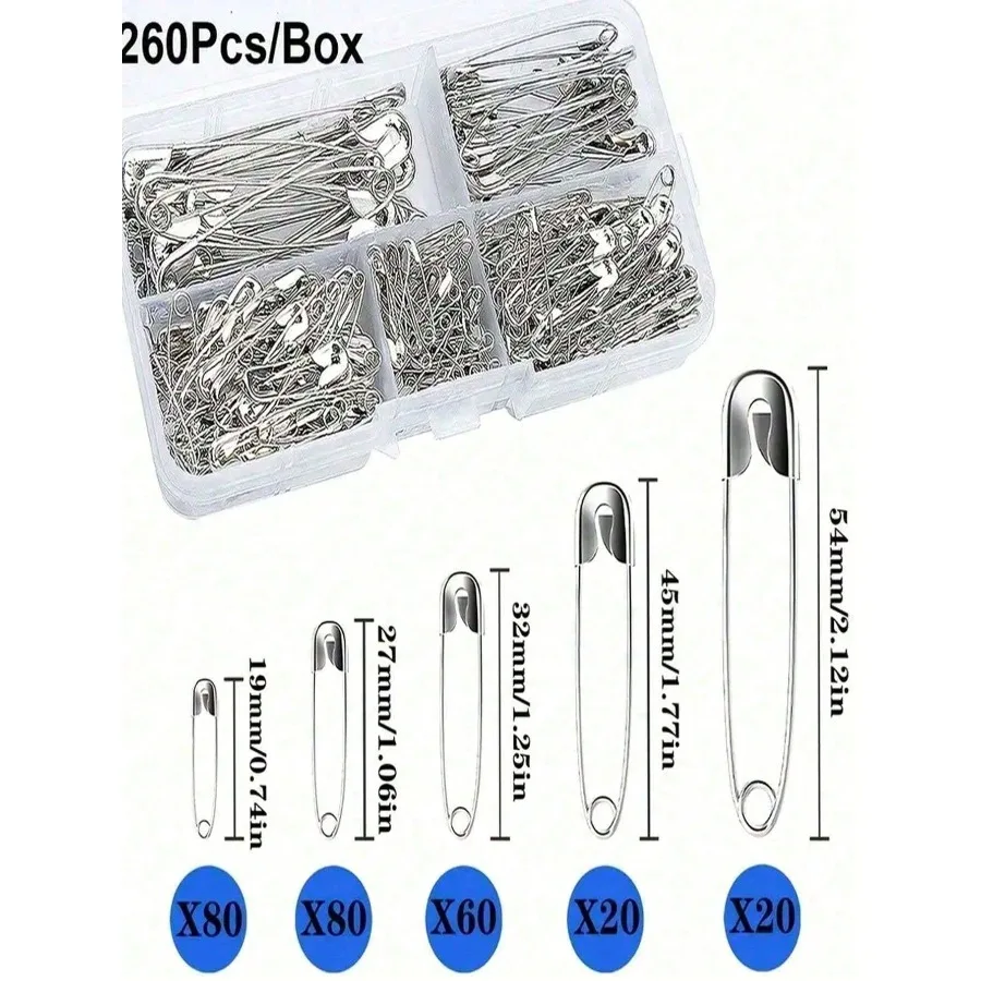 

260Pcs Pins Rust Resistant Silver Pins For DIY Crafts Sewing Accessories