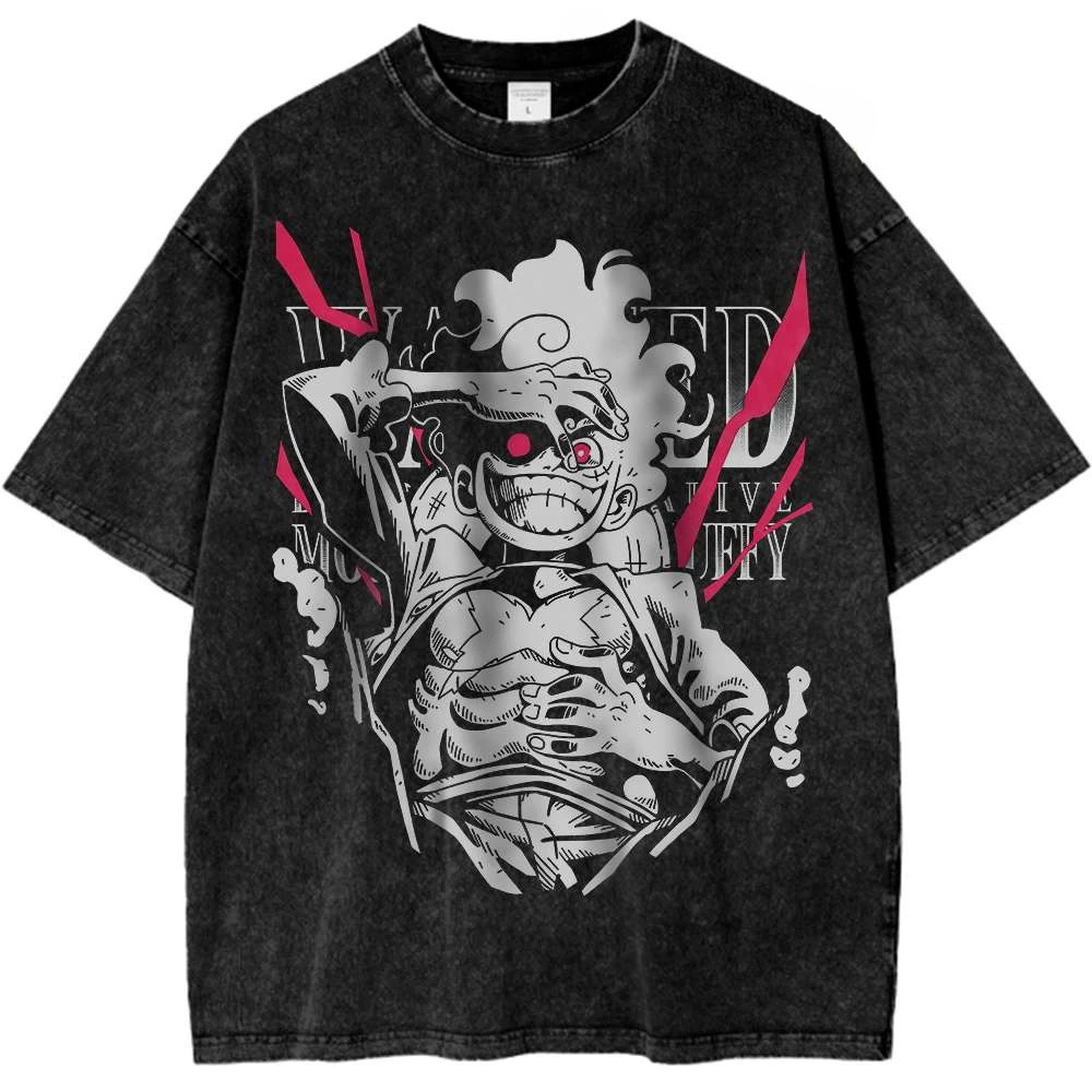 قطعة واحدة قرد D لوفي جير قميص أنيمي تي شيرت ريترو لوفي سورون مصمم التوضيح نمط الشارع الرياضة Harajuku الصيف
