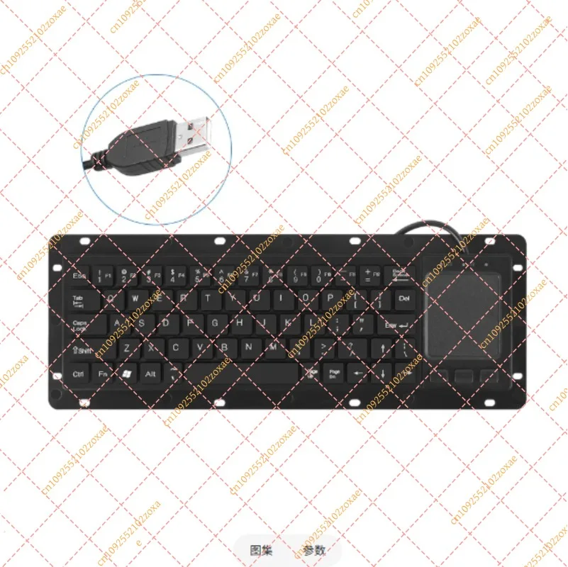 K-68 Industrial Keyboard and Mouse Combo, Wired Inlaid Design with Trackball/Touchpad - Anti-Static  Metal Keyboard