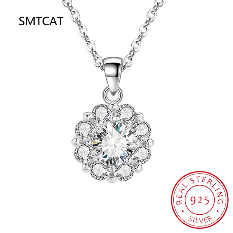 925 Sterling Silver Original 2cttw Moissanite Jewelry Sets For Women Sunflower Pendant Necklace Earring Fine Jewelry Bijoux