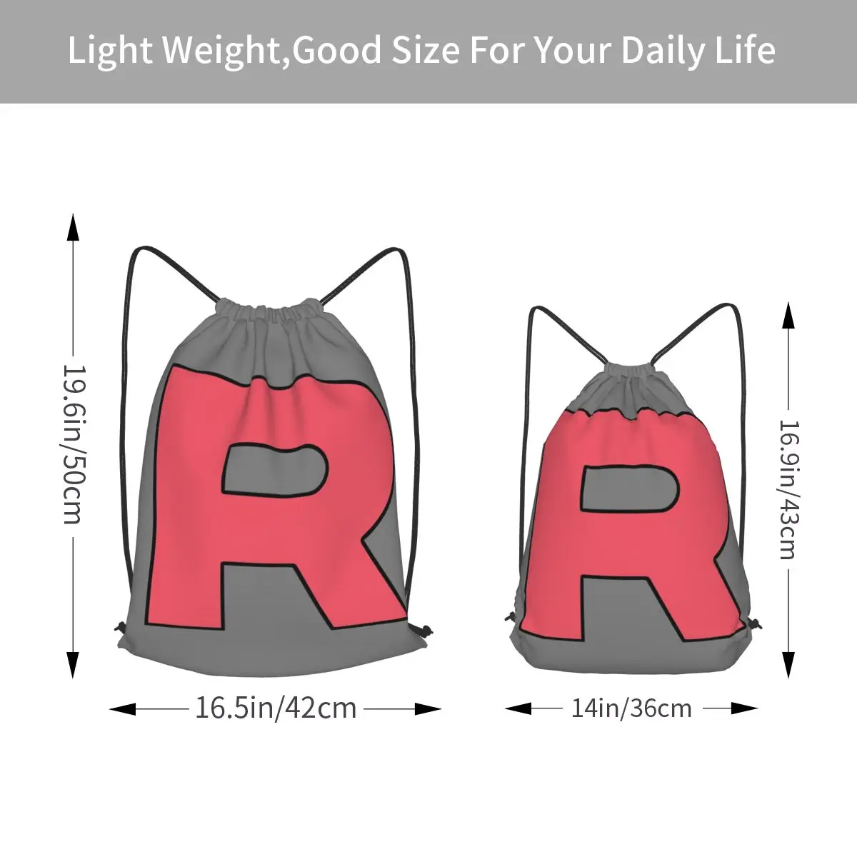 Letter R Team Rocket Logo Backpacks Portable Drawstring Bundle Pocket Sundries Bag Book Bags for Man Woman School