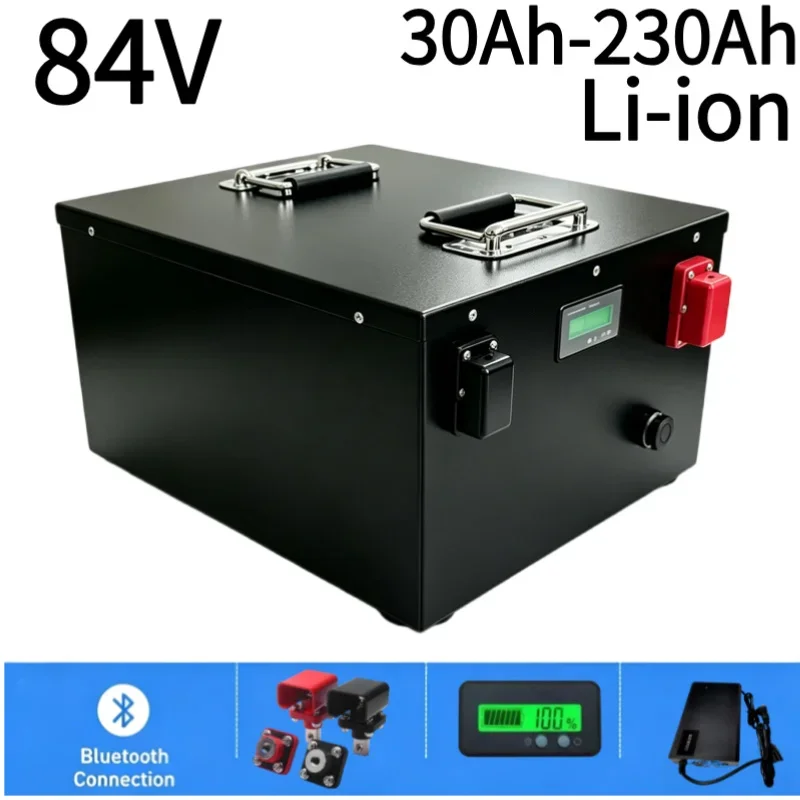 84V Lithium Ion Battery Pack 30Ah-230Ah Built-in Smart BMS With Full Charger For 4000W 5000W Inverter Electric Scooter Motorcycl