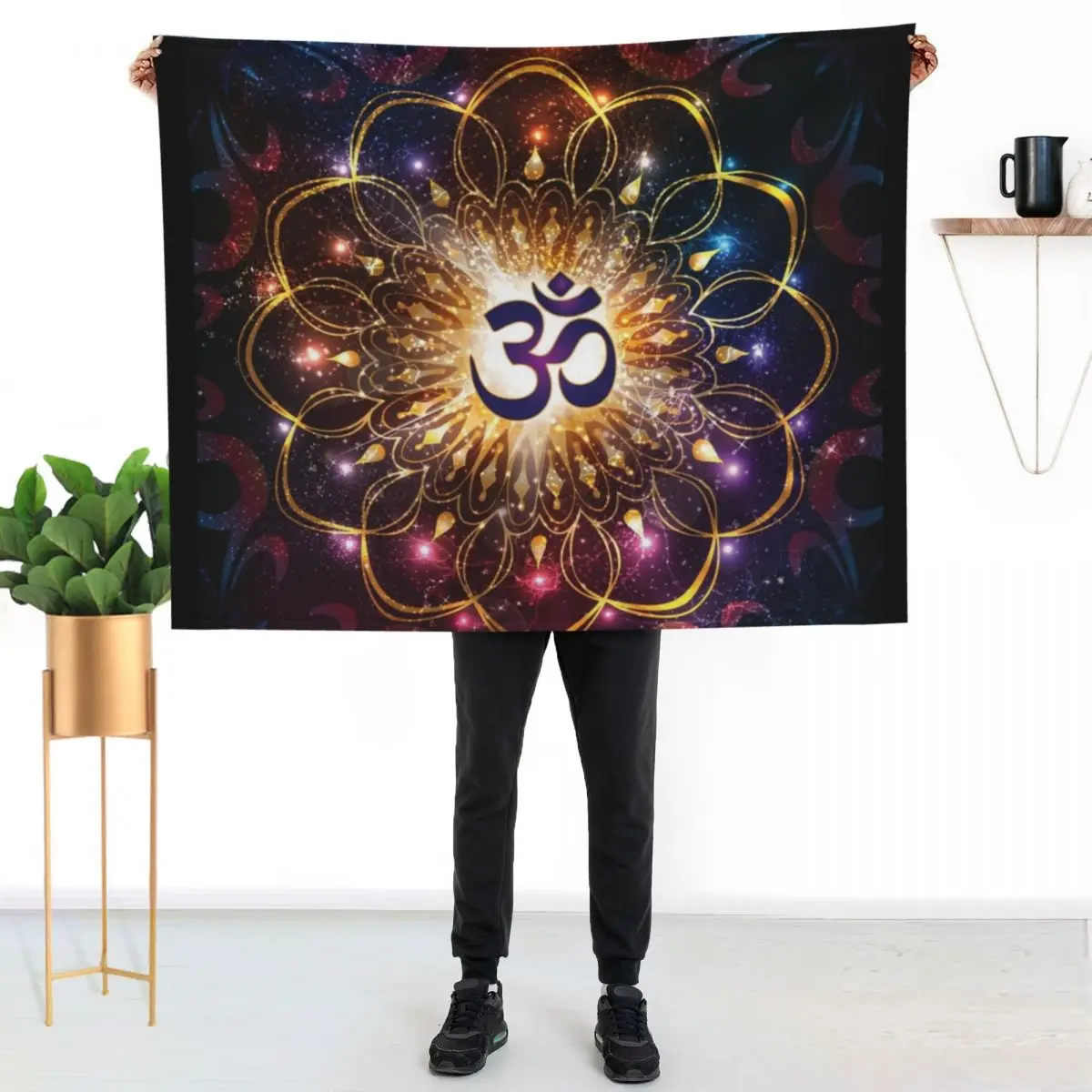 The higher power of Om - sacred geometry Throw Blanket funny gift Quilt Loose Bed Cute Plaid Luxury Blankets