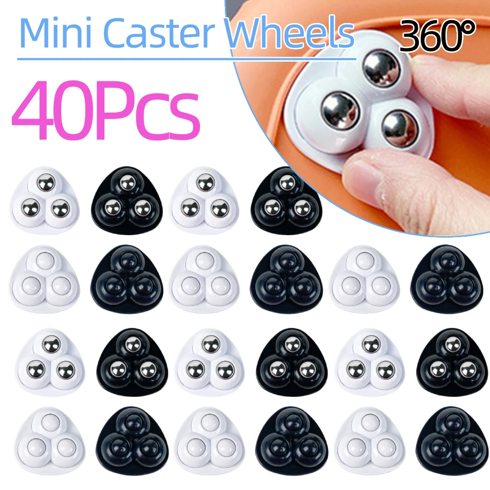 40 قطعة بكرة دوارة لزجة لا ضوضاء ذاتية اللصق بكرة عالمية عجلات دوارة لسلة المهملات أسفل المطبخ الأجهزة الصغيرة #2