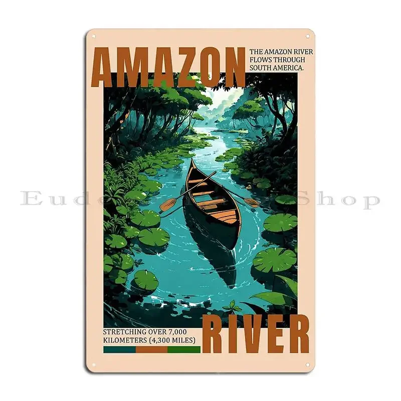 Amazon River Travel Poster Metal Plaque PaintingParty Bar Cave Personalized Wall Cave Tin Sign Poster