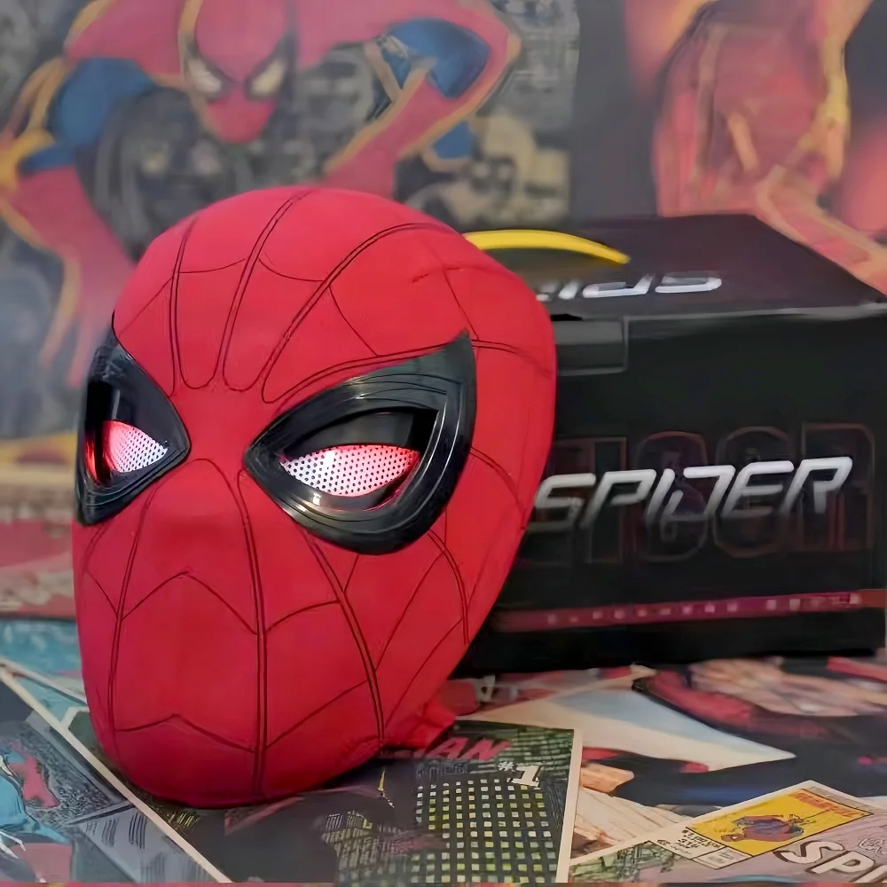 قناع الرجل العنكبوت رائع كهربائي وامض متوهج استثنائي تأثيري القبعات مع عيون متحركة الشكل اللعب هدايا عيد الميلاد #1