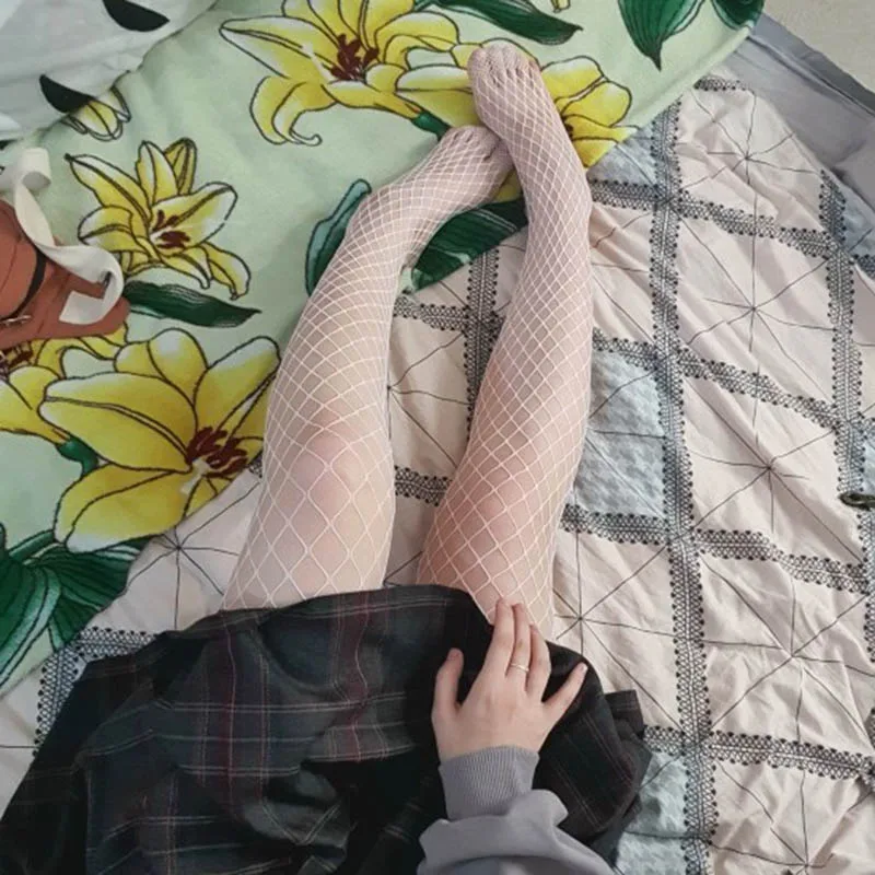 Neue Frauen Sommer sexy weiße Medien hohe Taille Fisch netz Strumpf Lolita Stricken Strumpfhosen Mesh Cosplay Zubehör Strumpfhosen Hosery – Detail 6