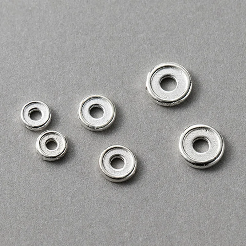 1pc 925 Sterling Silver Round Flat Spacers Gaskets 4/5/6MM Jewelry Loose Silver Beads Shim Materials DIY Bracelets Necklace Make