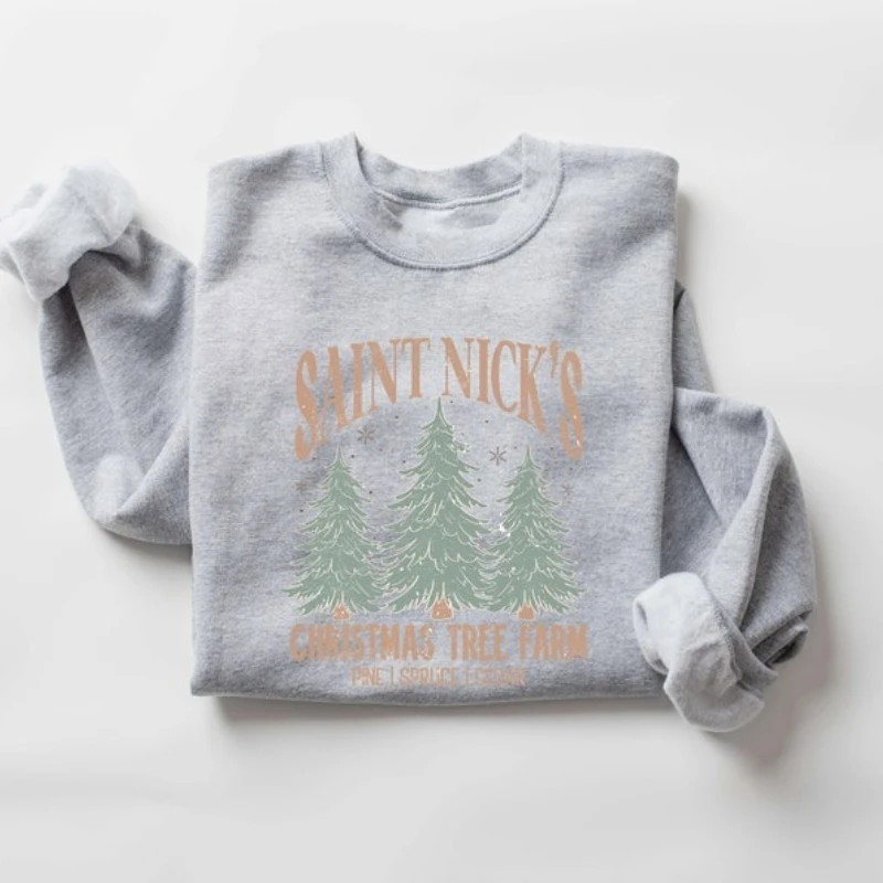 Farm Fresh Trees Christmas Sweatshirt Christmas Tree Hoodie Cut & Carry Pullover Pine Cedar Gift Autumn and Winter Thermal Hoody