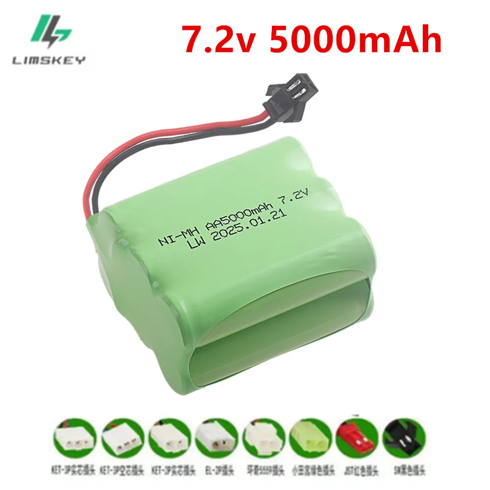 7.2v 5000mah NIMH Battery For RC toys Car Tanks Trains Robot Boat Gun Ni-MH AA 2800mAh 7.2 v Rechargeable Battery SM plug