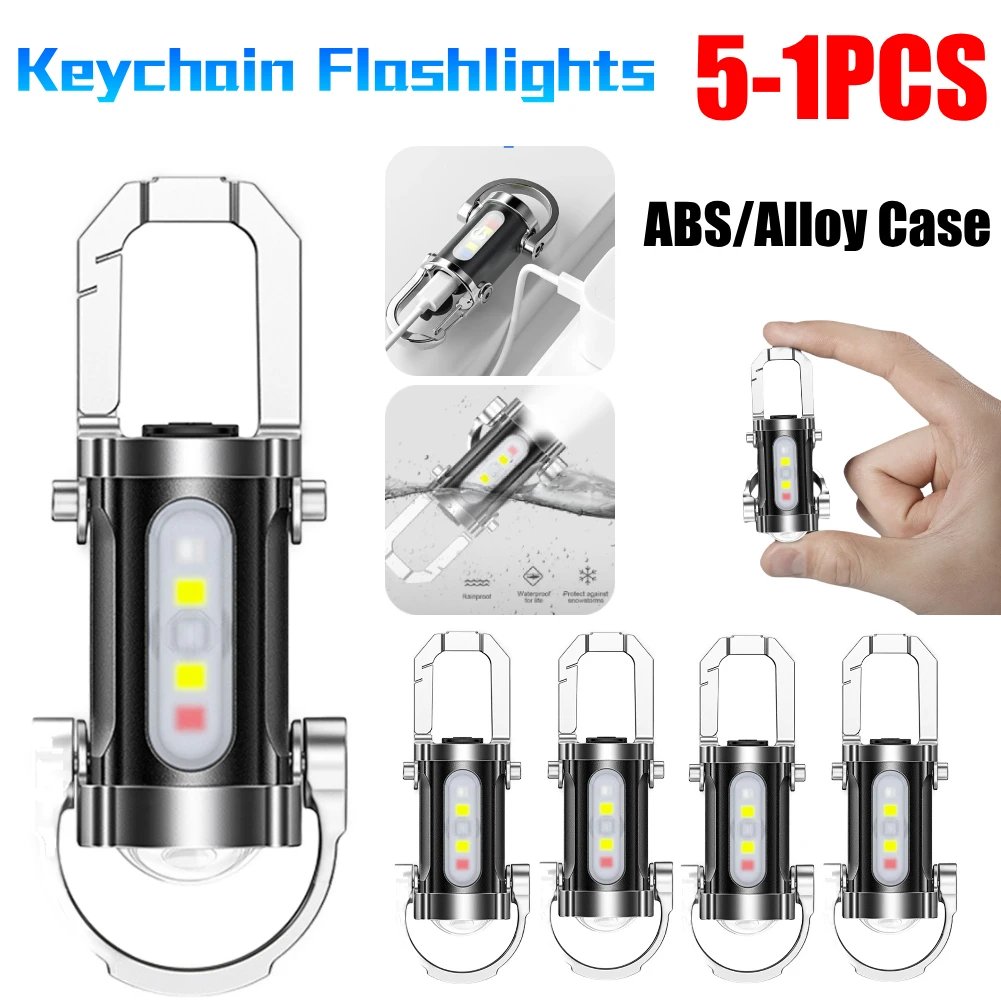 

Mini COB Work Light Rechargeable LED Flashlight 7 Modes Emergency Keychain Light Waterproof Keyring Camping Hiking Pocket Lamp