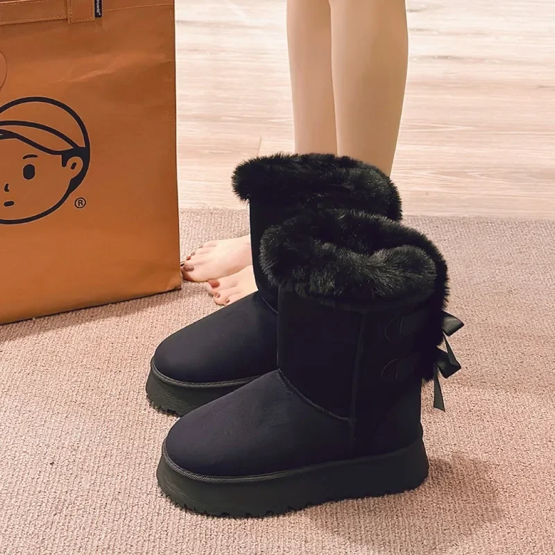 Women\'s Snow Boots 2024 Winter New Fashion Plush Platform Shoes Outdoor Warm Boots Women Shoes Bota Camurca Cano Longo