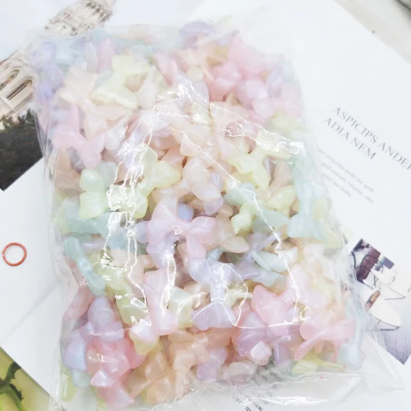 50g/lot Acrylic Aurora Dazzling Gradient AB  Imitation Pearl rose butterfly flowers Straight Hole Beads DIY Accessories