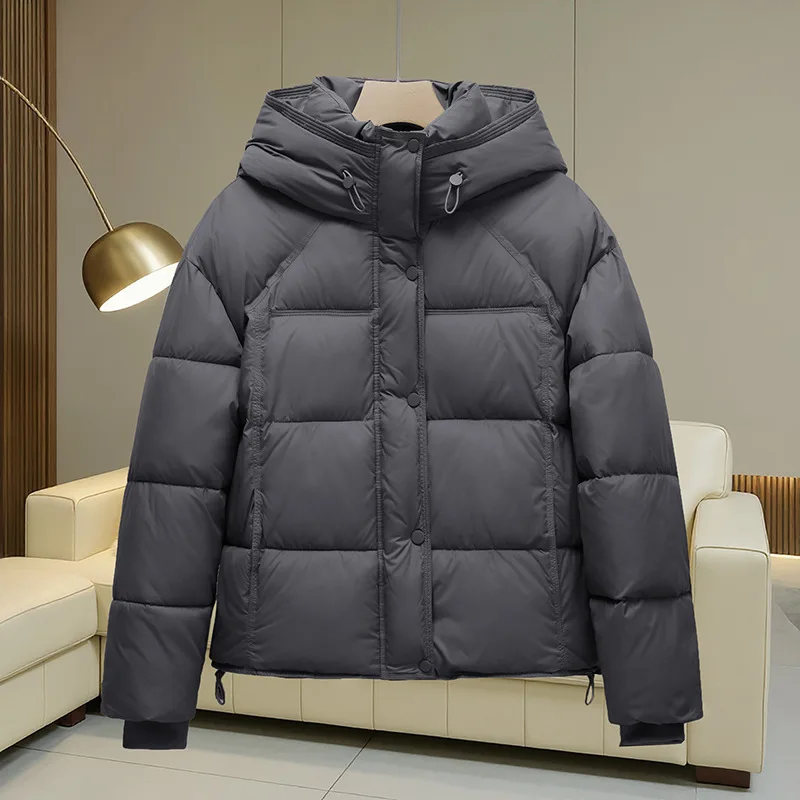 Women's Autumn Winter Top Coat Cotton Coat Hooded Button Thickened Fleece Lining Simple Comfortable Casual New Niche Versatile