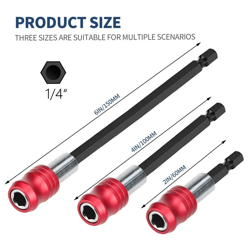Red Magnetic Bit Support Tool Kit - Quick Release, 1/4
