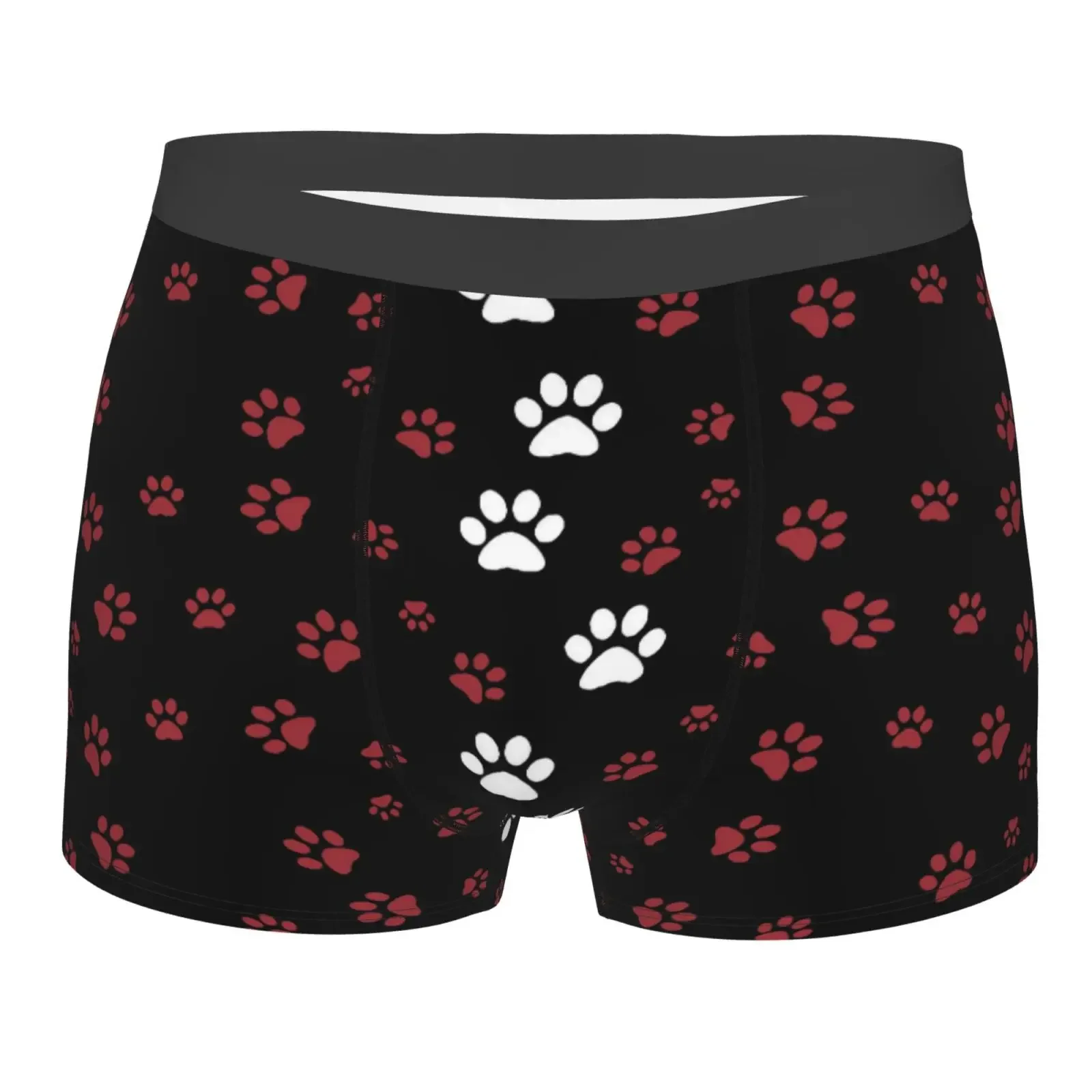 Cute Red And White Dog Paws Men Underwear Boxers Breathable Mens Boxershorts Men's Panties Underpants Man Boxers Briefs Trunks