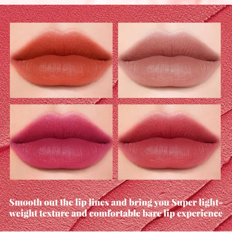 MLSMILE 4-teiliges Lippenstift-Geschenkset mit Marmormuster, samtig, matt, feuchtigkeitsspendend, einfach aufzutragender Lippenbalsam, 2025, neu