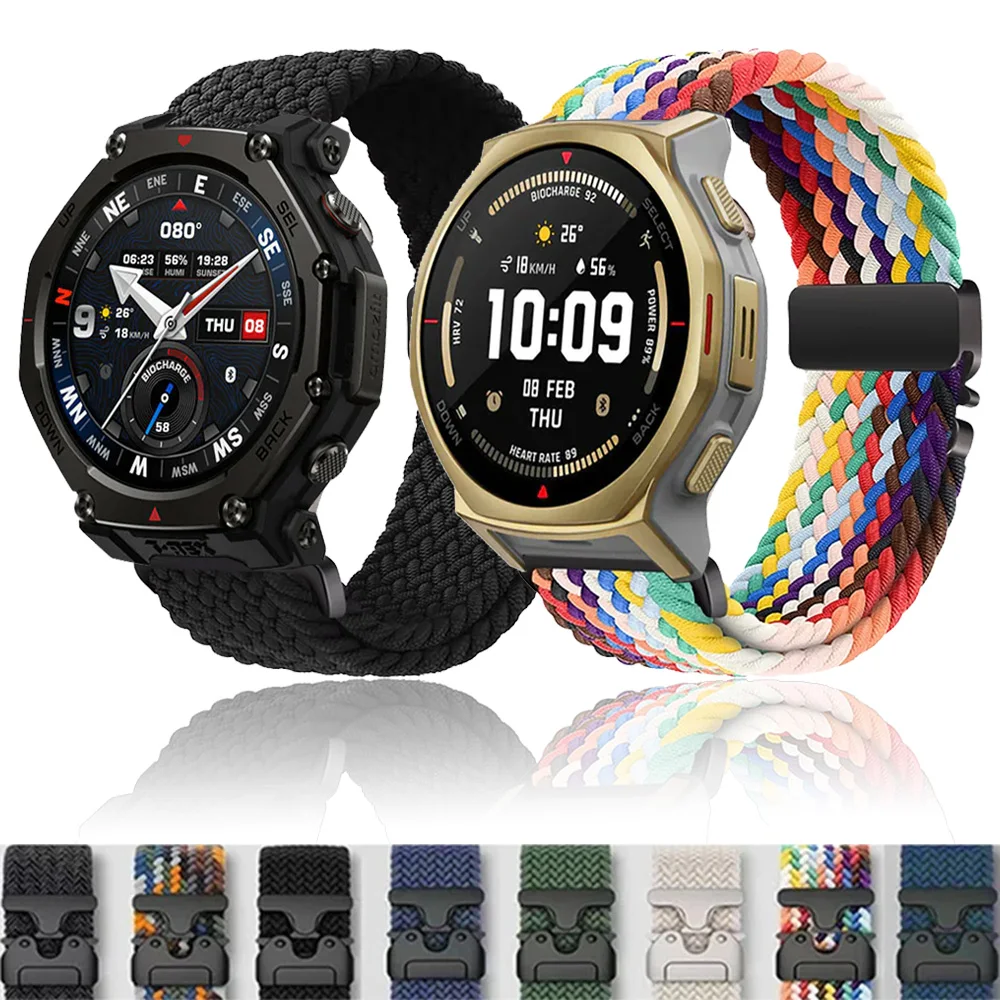 20 mm 22 mm geflochtenes Nylonarmband für Amazfit Active Max/T-Rex3 Pro 44 mm 48 mm Fallschirmschnallen-Armband Helio/Active 2/Balance 2-1