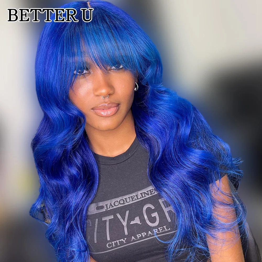 الأزرق الداكن 13x4 الدانتيل الجبهة الجسم موجة خصلات الشعر المستعار الإنسان البرازيلي الأزرق الملونة HD الدانتيل الشفاف الجبهة الباروكات للنساء قبل قطعها #2