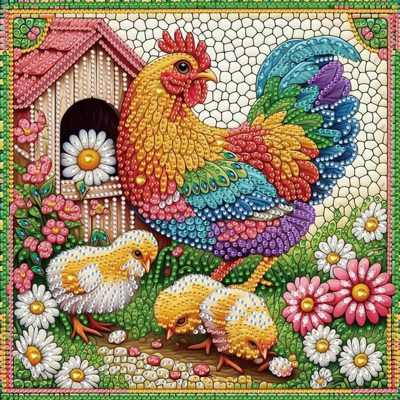 

GATYZTORY 5D DIY Partial Special Shaped Drill Diamond Painting Kit Rooster Animals Rhinestone Diamond Painting Home Wall Decor