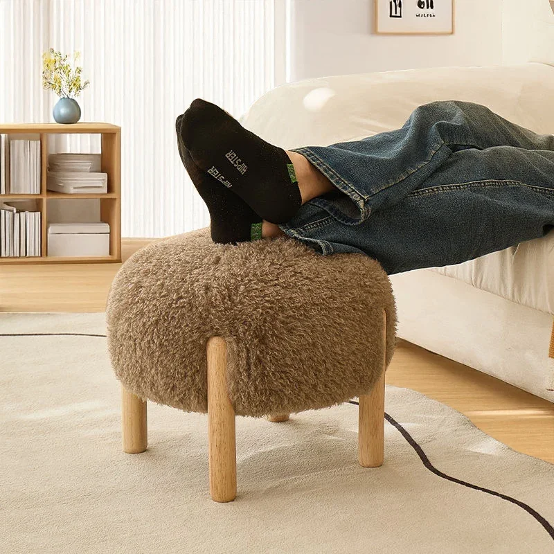 Small stool household door shoe change stool advanced sense shoe stool living room coffee table sofa stool cream wind bench