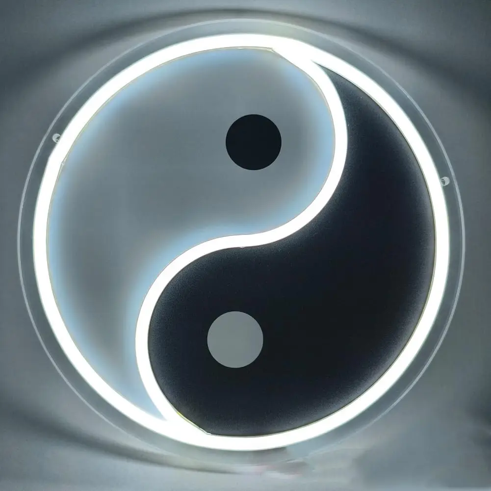 

Светодиодная неоновая вывеска Инь Ян с регулируемой яркостью, неоновая лампа Тай Чи для спальни, гостиной, игровой комнаты, комнаты для йоги, комнаты для упражнений, неоновое украшение